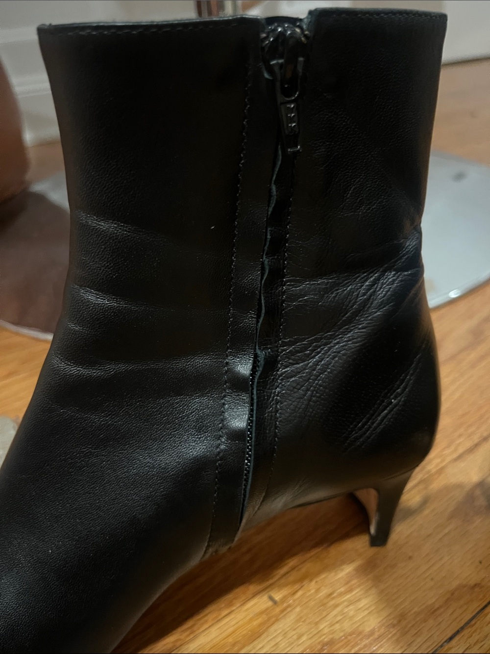STAUD Wally Black Pointed Toe GOAT Leather Booties - Picture 8 of 13